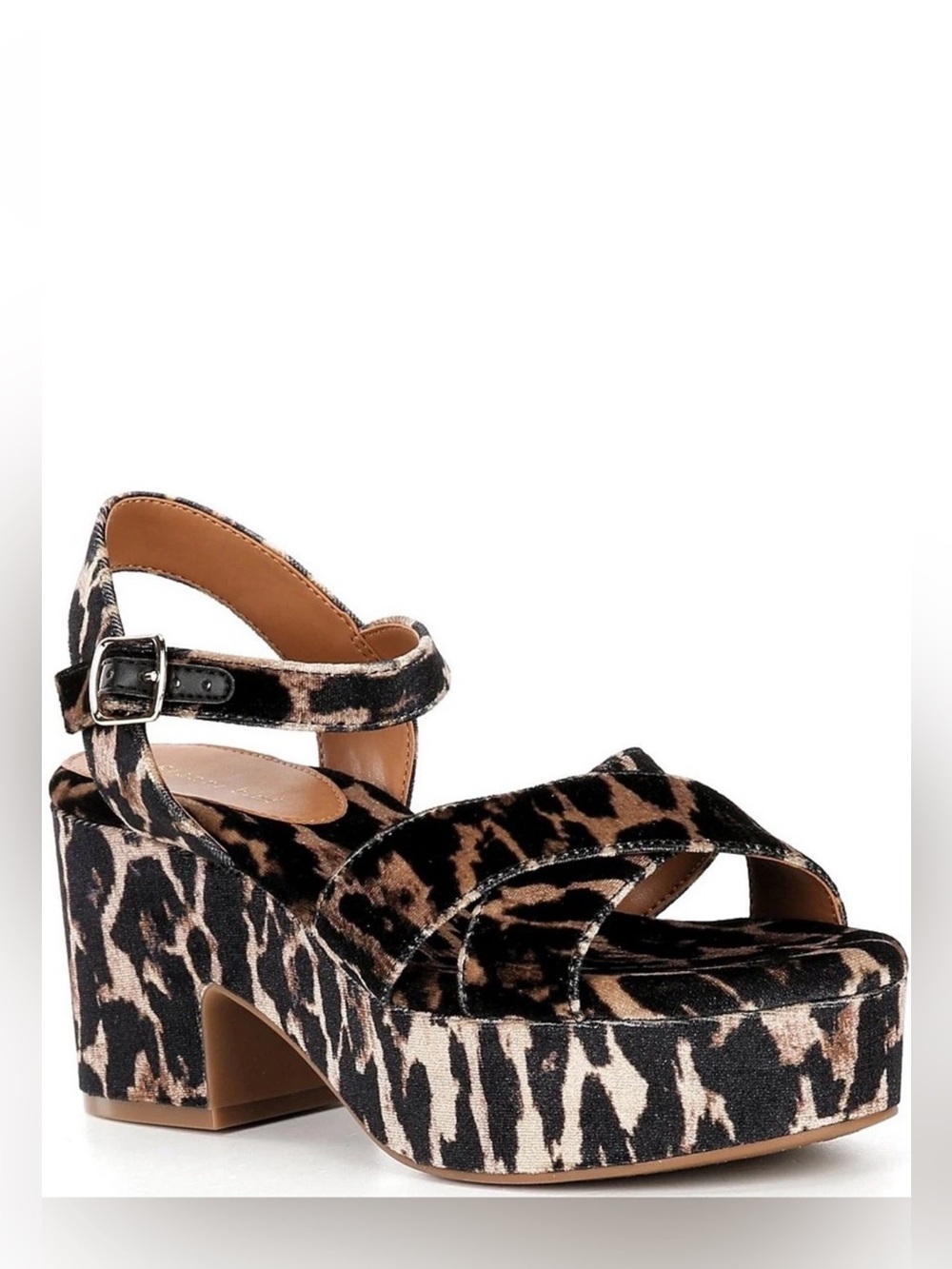 NWT Gianni Bini Joize Leopard Printed Velvet
Cross Band Platform Sandals Sz 7,5